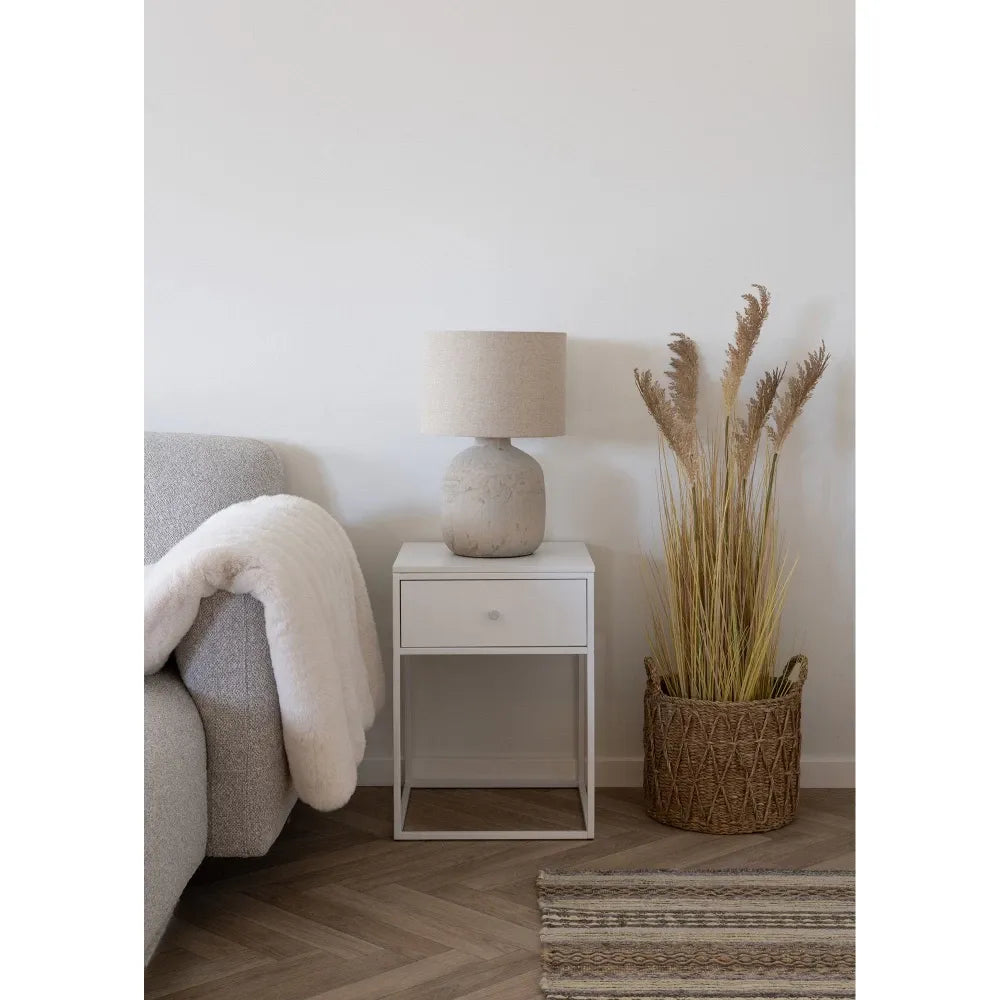 Veioza din Ceramica Bej si Textil Bej H46,5xD30cm Bilby
