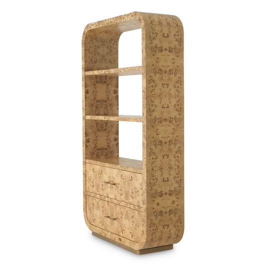 Biblioteca din Furnir mappa burl Maro deschis L120xH210cm Quinton Eichholtz