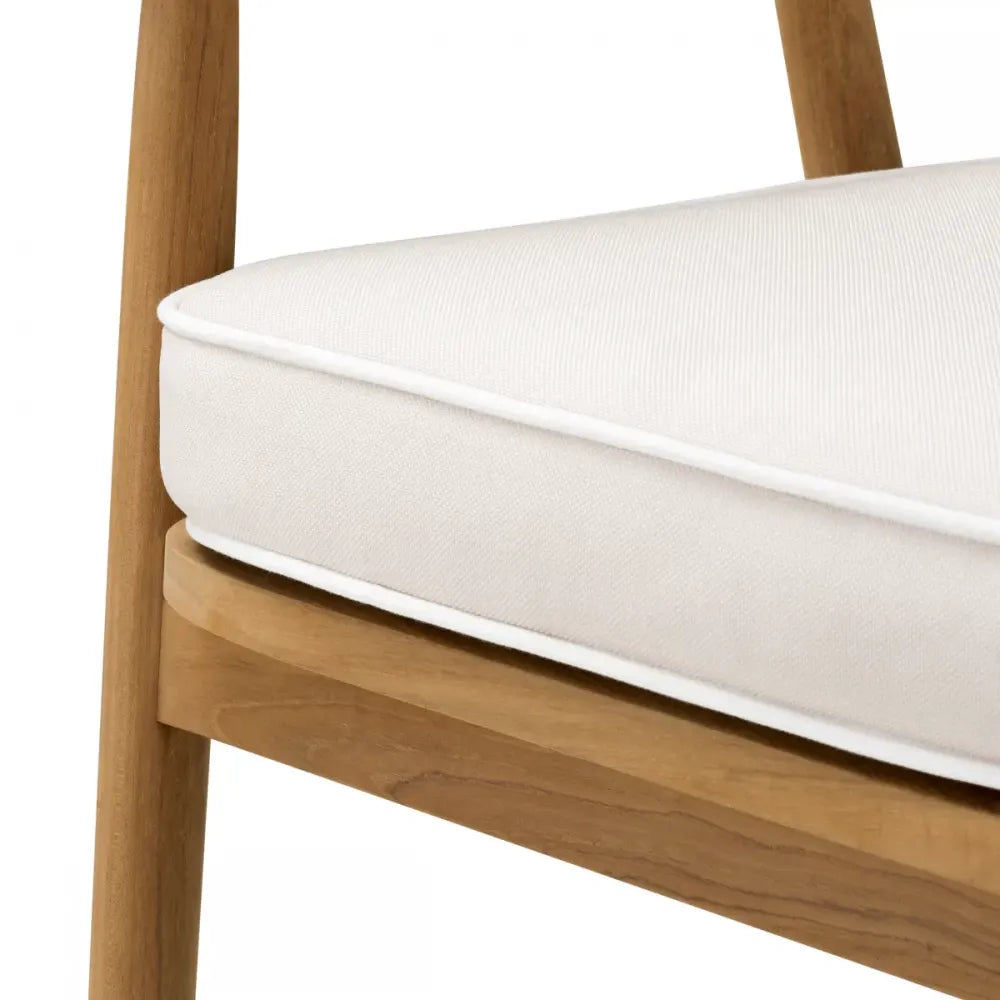 Scaun de exterior din Lemn de tec Maro si Stofa Alb H77.5xL58xA56cm Beale Eichholtz