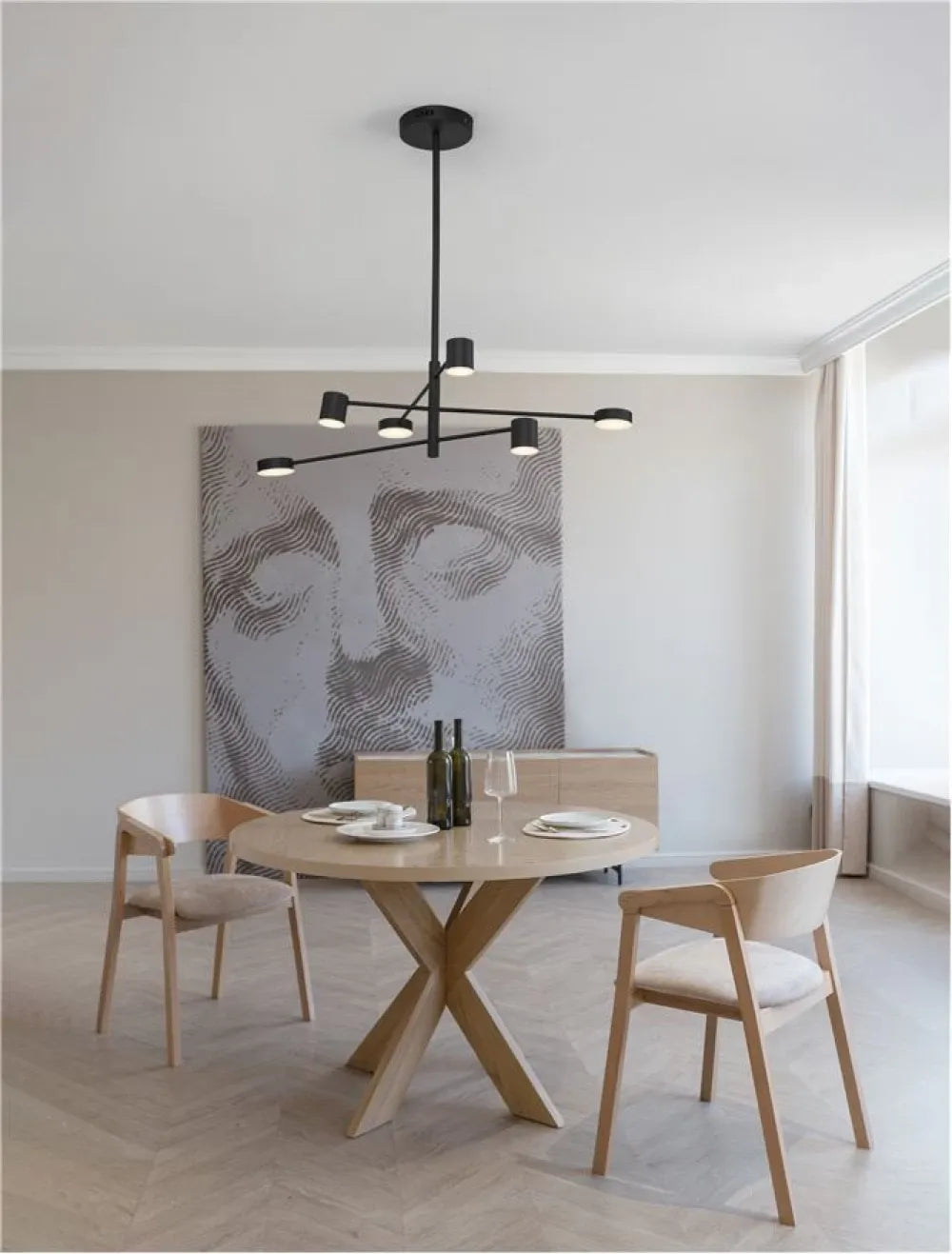 Candelabru structura din Aluminiu Negru si abajur din Acrilic Alb H95xL100cm IP20 28W 594lm 3000k NORDIK