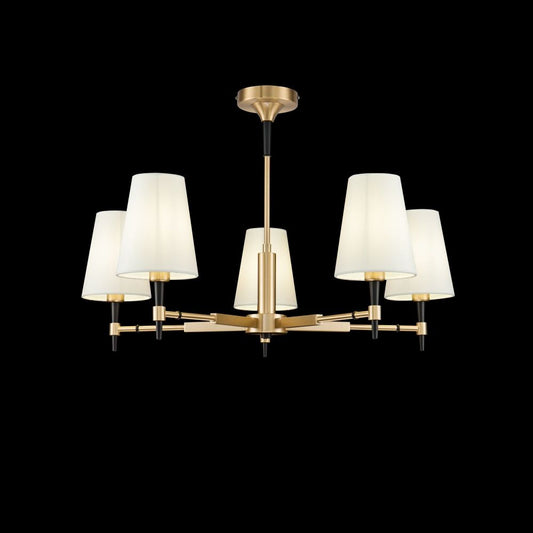 Candelabru rotund din Textil Alb cu 5 becuri D78xH51cm Zaragoza