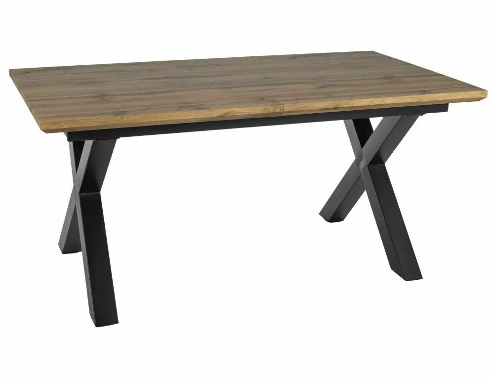 Masa extensibila din MDF+Furnir de stejar Maro si Metal Negru L160-240xH76cm Xaviero II