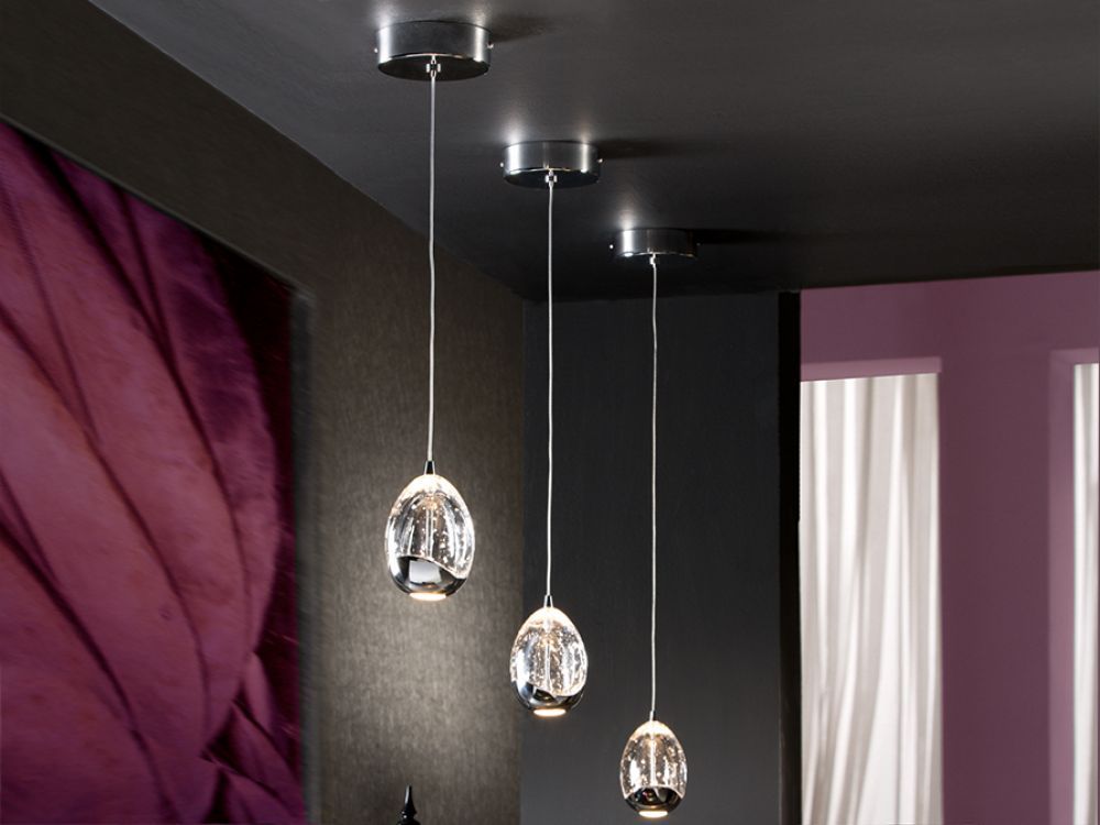 Pendul cu inaltime reglabila din Sticla Transparent cu LED D12xH170cm Rocio