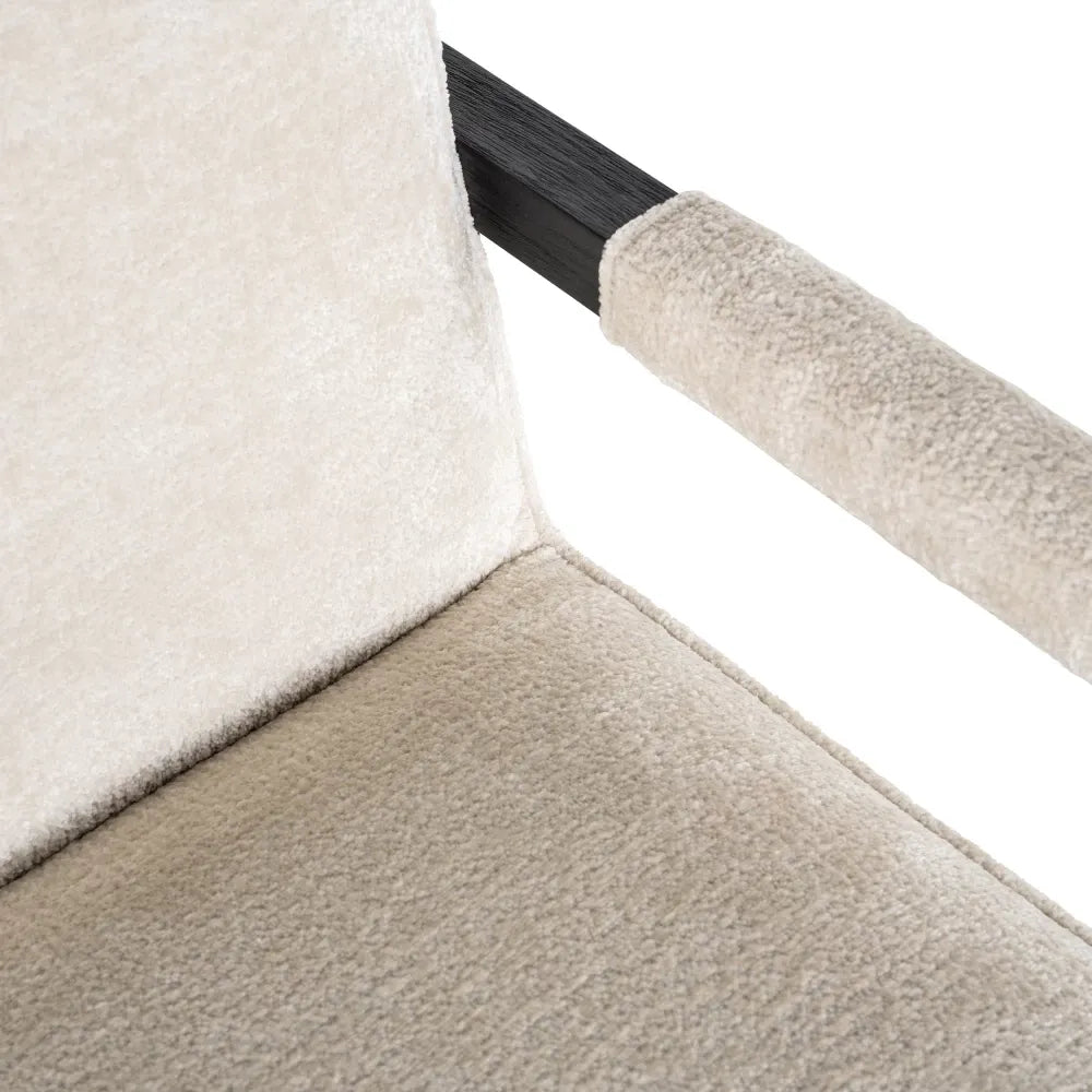 Scaun tapitat cu Chenille Alb cu picioare din Lemn de frasin Negru H90xL63xA70cm Beck  Richmond Interiors