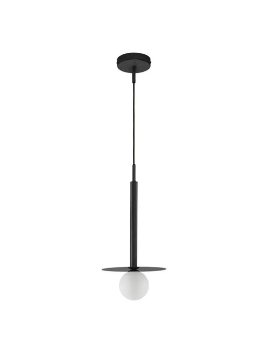 Pendul structura din Metal Negru si abajur din Sticla Alb H150xL22cm IP20 PIELO