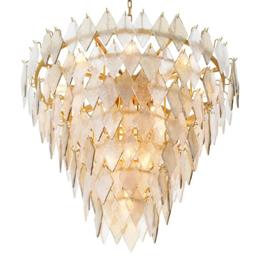 Candelabru din Metal Alama si Sticla Transparenta H73xD90cm Rhombus L Eichholtz