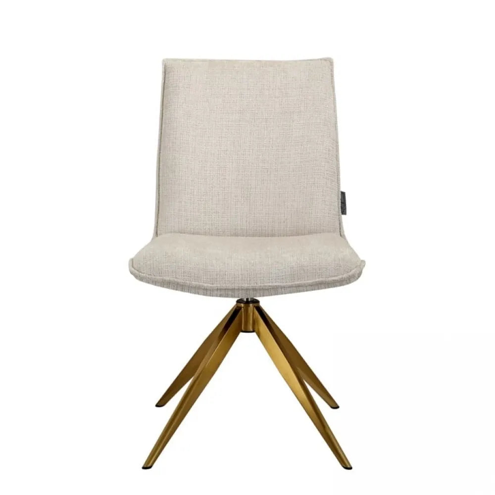Scaun tapitat cu Chenille Bej cu picioare din Metal Auriu H89xL52xA63cm Dakota Richmond Interiors