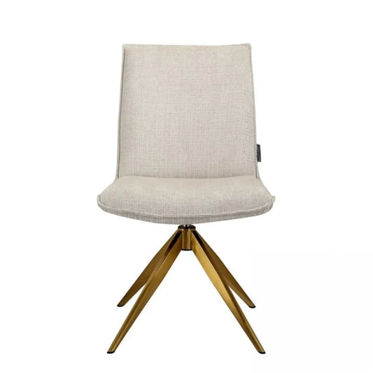Scaun tapitat cu Chenille Bej cu picioare din Metal Auriu H89xL52xA63cm Dakota Richmond Interiors