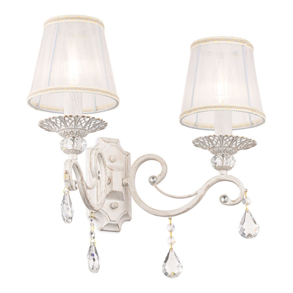 Aplica de perete din Organza Alb cu 2 becuri L39x25xH39cm Grace