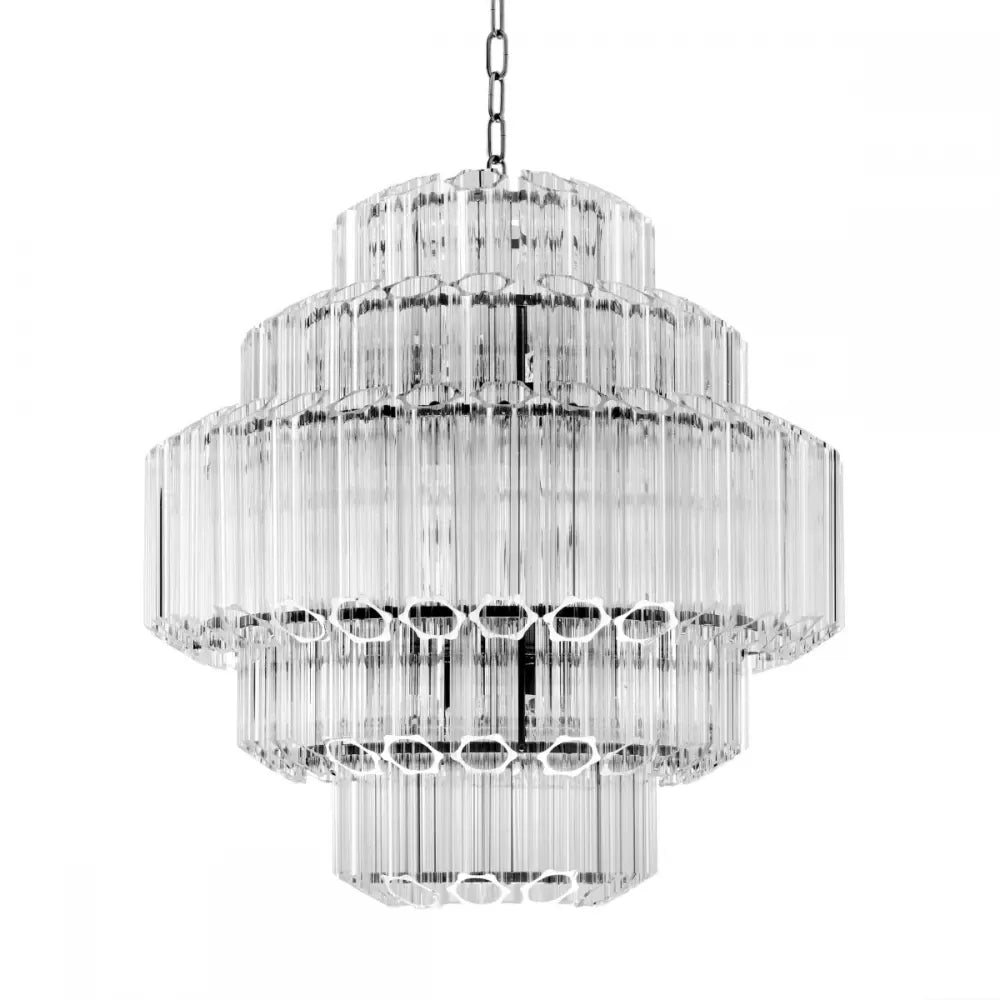 Candelabru din Metal Argintiu si Sticla Transparent H67xD66cm Vittoria S Eichholtz