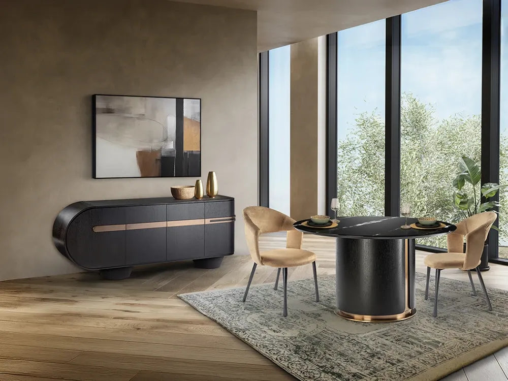 Comoda din MDF/Funir de stejar Maro inchis L202xH81cm Luca