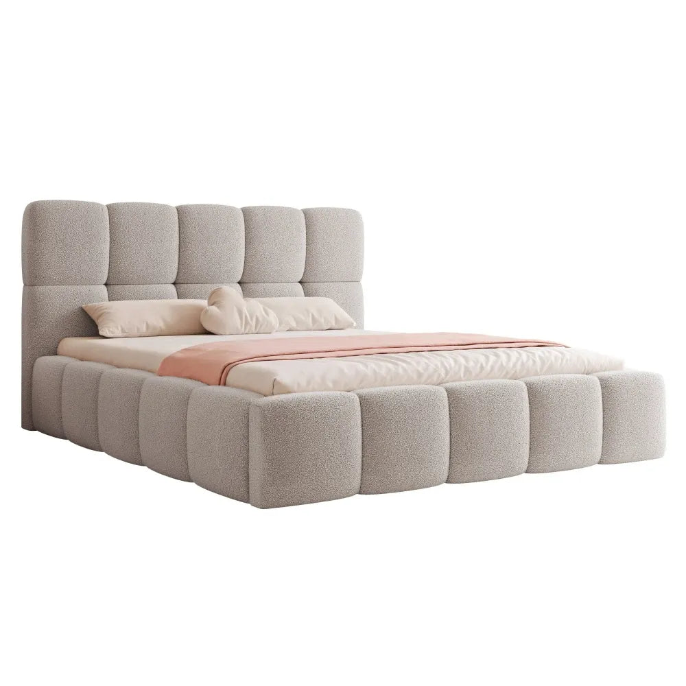 Pat 120 x 200 tapitat cu Stofa boucle Quelle Gri Livia