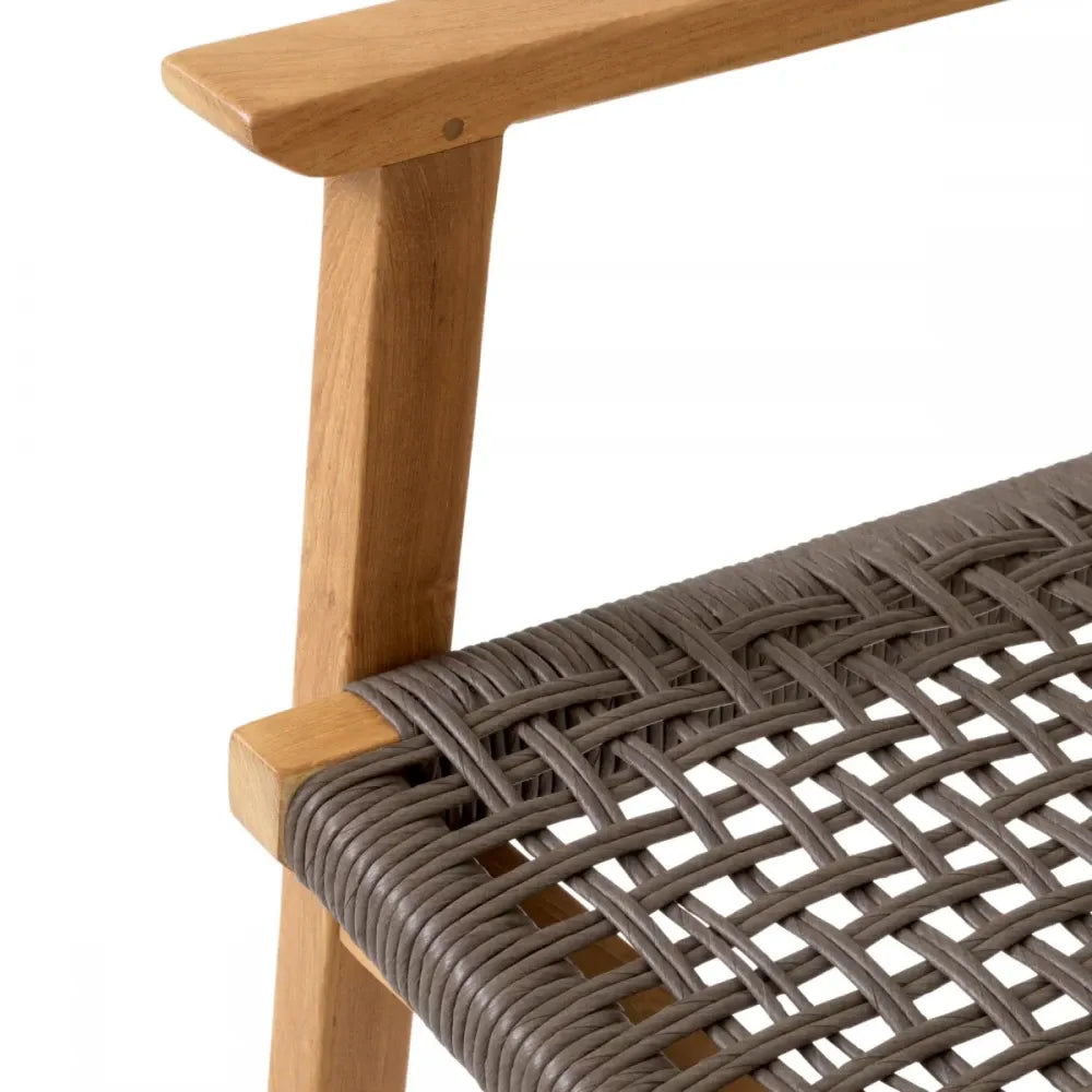 Set 2 scaune de exterior din Lemn de tec Maro si Polietilena Gri H82xL58xA60cm Cancun Eichholtz