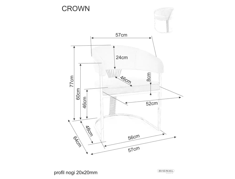 Scaun tapitat cu Catifea Bluvel 22 Bej deschis cu picioare din Otel inoxidabil Auriu H77xL57xA64cm Crown