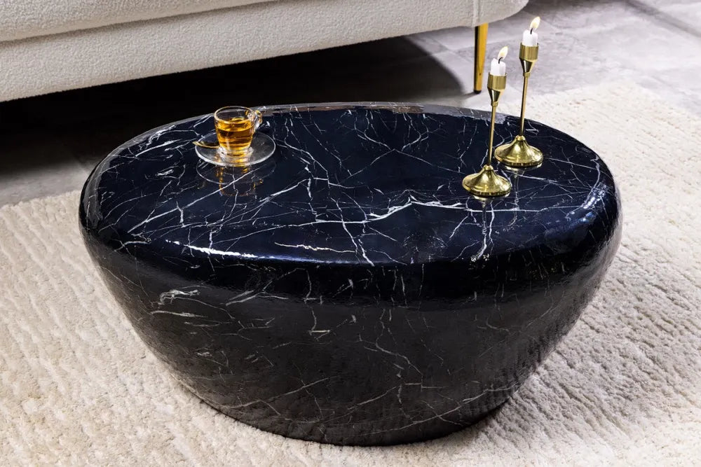 Masuta de cafea din Metal Negru L76xH35cm Stone