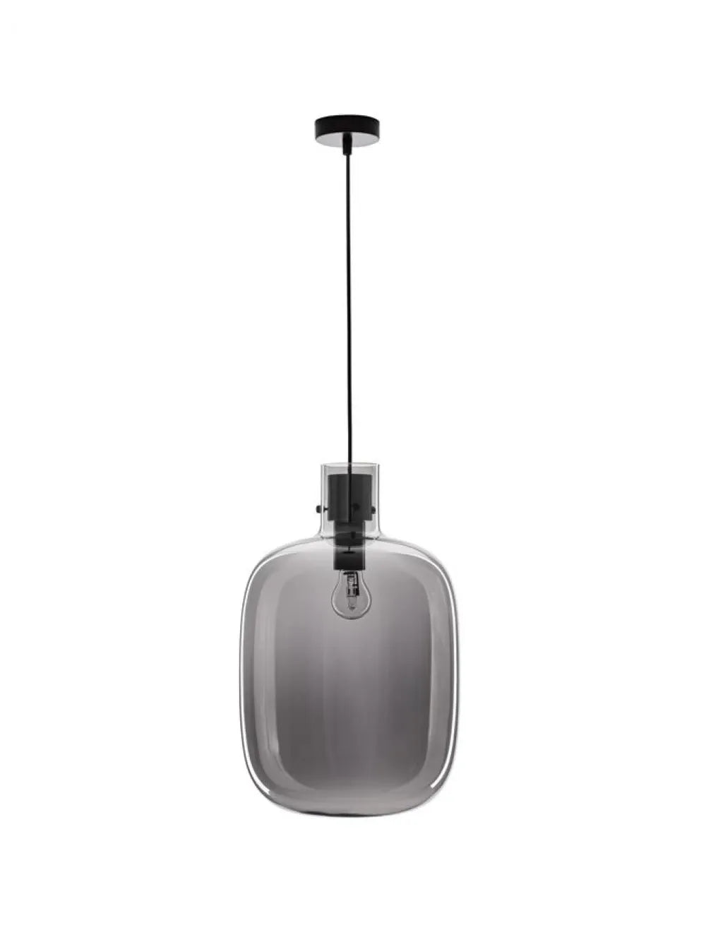 Pendul structura din Metal Negru si abajur din Sticla Fumuriu H248xL30cm IP20 CINZIA