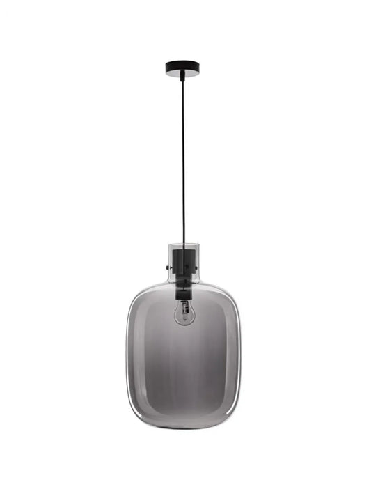 Pendul structura din Metal Negru si abajur din Sticla Fumuriu H248xL30cm IP20 CINZIA