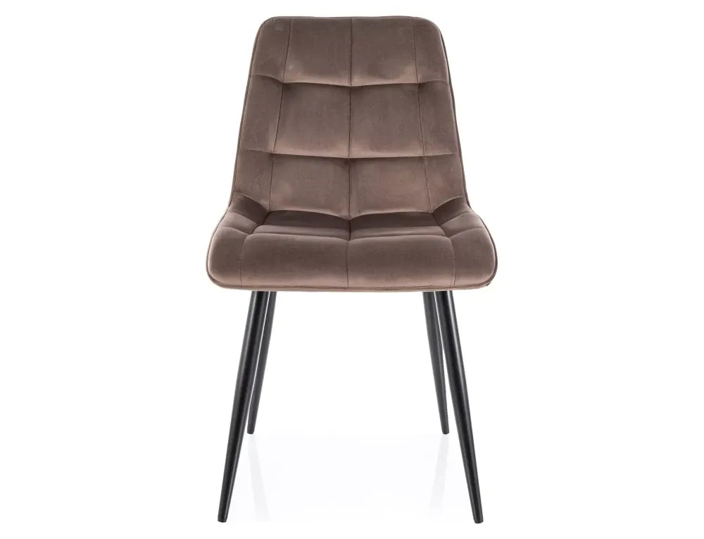 Set 2 scaune din Catifea Maro cappuccino si Metal Negru Hx88Lx50xA58cm Chic