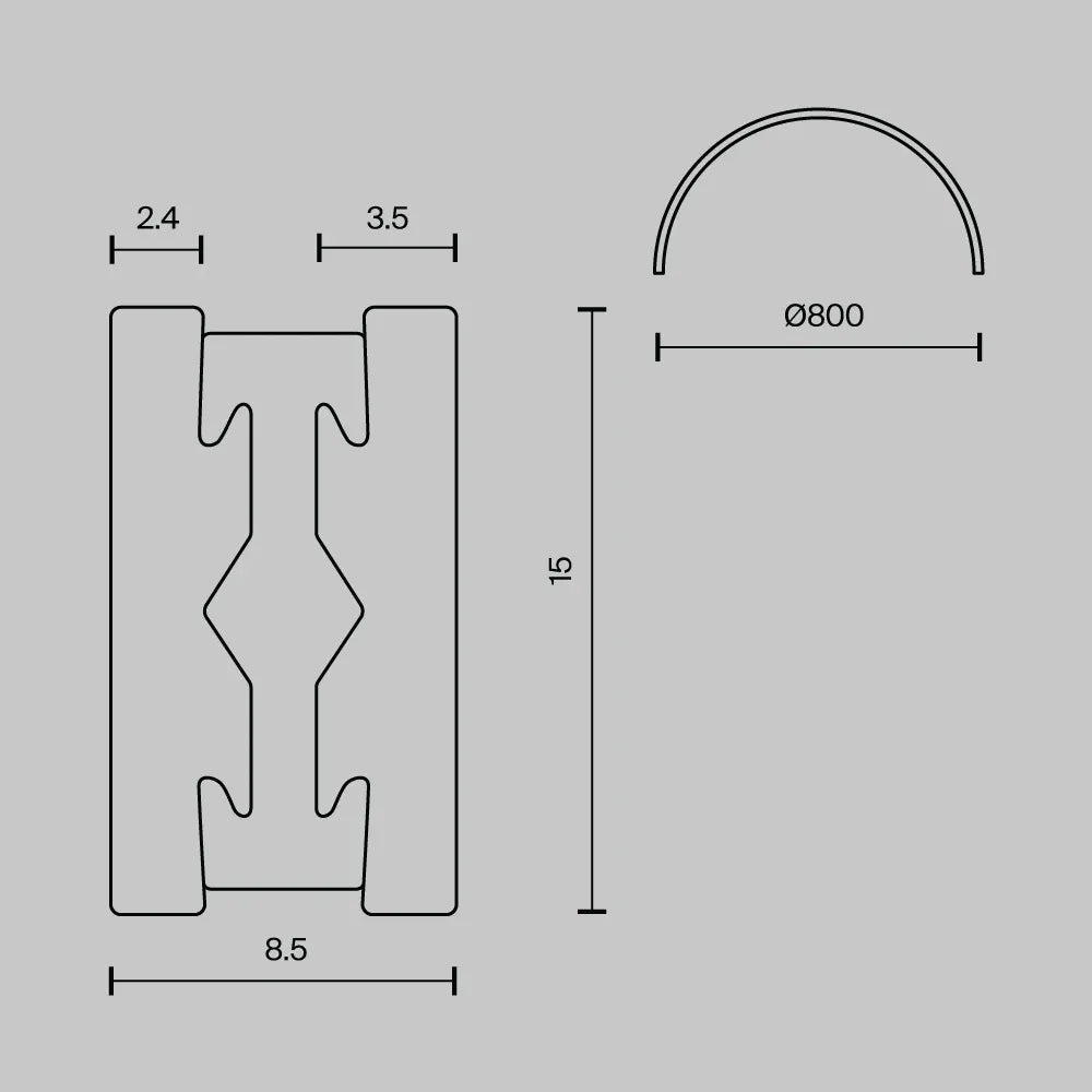 Sina semicer 80cm Flarity din Aluminiu Negru H1.5xL80cm Flarity