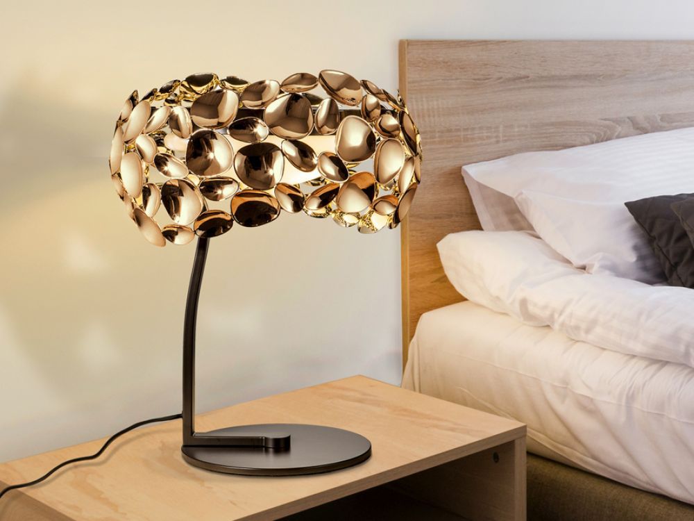 Veioza din Metal si Metal Rose gold/Negru D32xH40cm Narisa