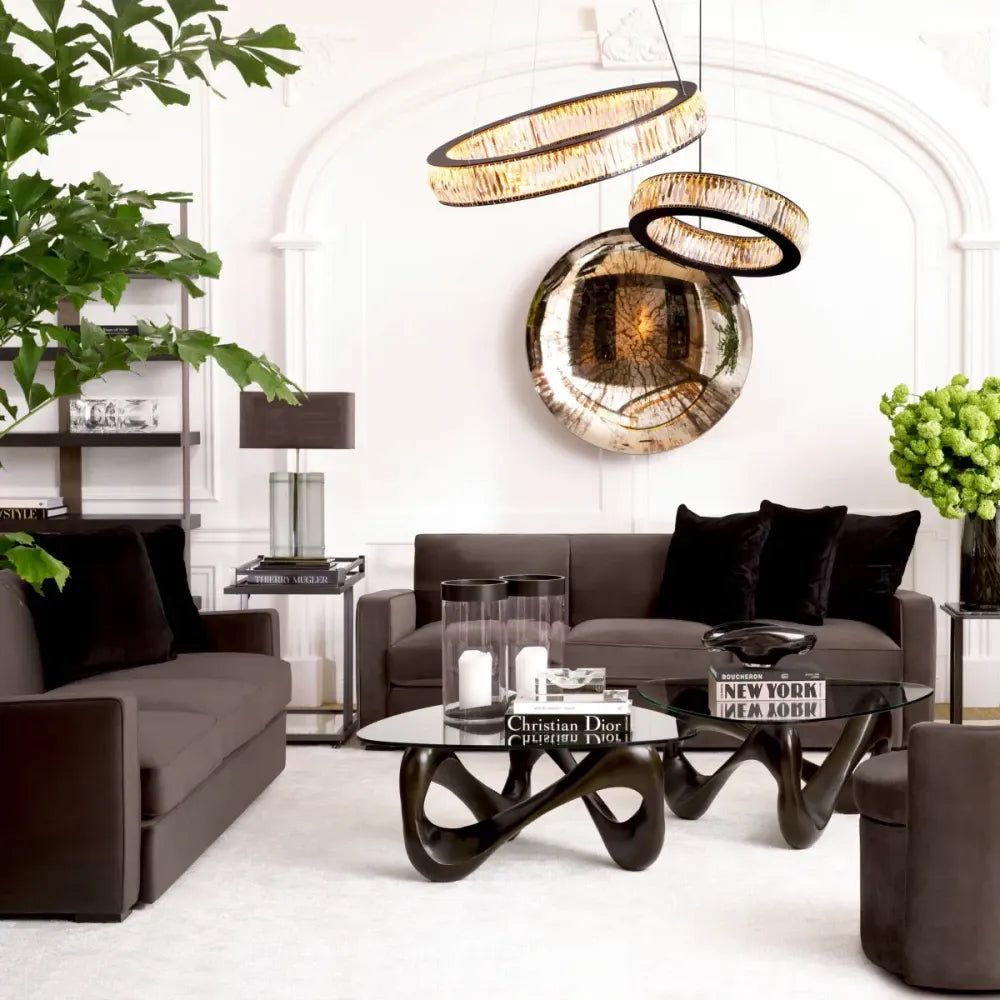 Candelabru din Metal Negru si Cristal Transparent H13xD91cm Vancouver L Eichholtz