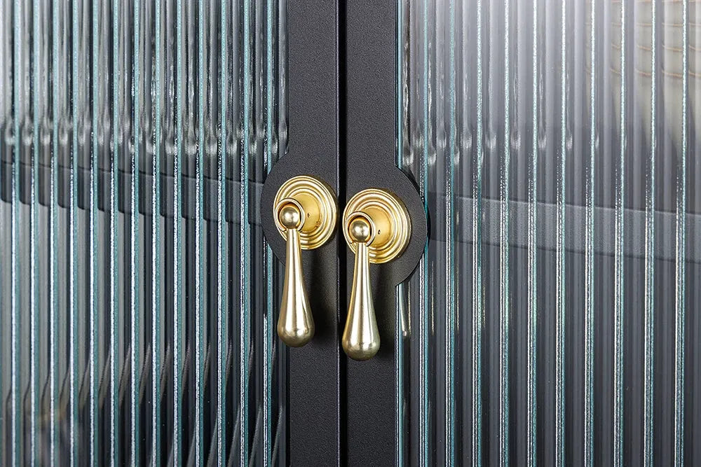 Dulap din Metal Negru si Metal/Sticla securizata Negru/Transparent L80xH180cm AMSTERDAM