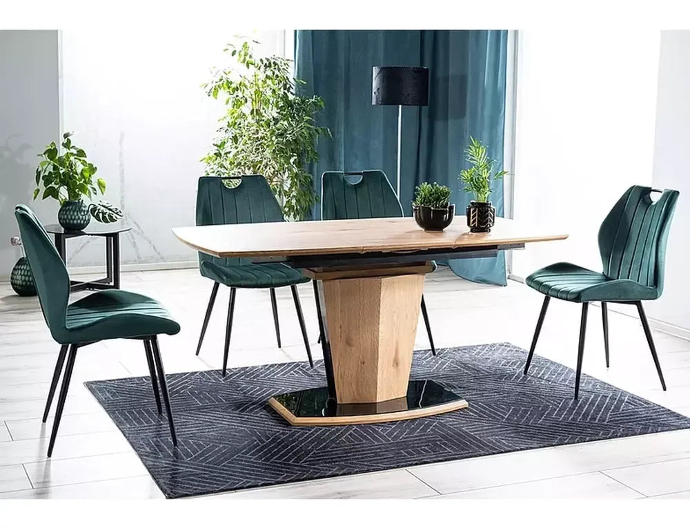 Scaun tapitat cu Catifea Verde cu picioare din Metal Negru H91xL51xA46cm Arco