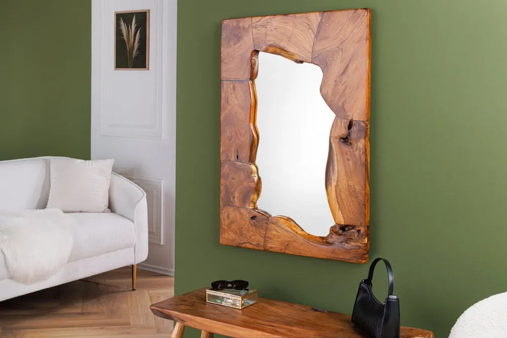 Oglinda cu rama din Lemn de tec Maro brown H90xL60cm Mosaic