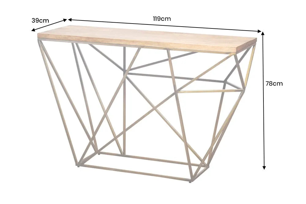Consola din Lemn de mango Maro si Metal Alama L119xH78cm DIAMOND