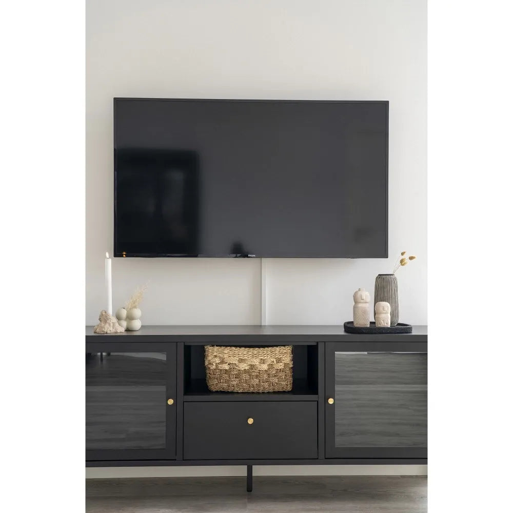 Comoda TV din Metal Negru L150xH60cm Dalby
