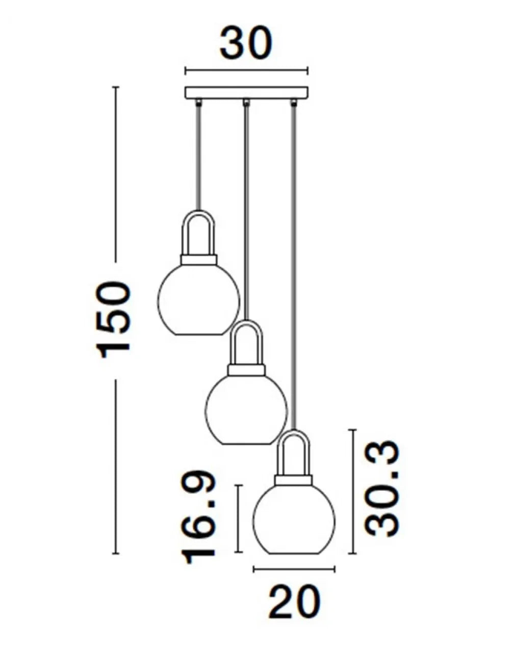 Candelabru structura din Metal Alama si abajur din Sticla Transparent H150xL30cm IP20 IRVINE