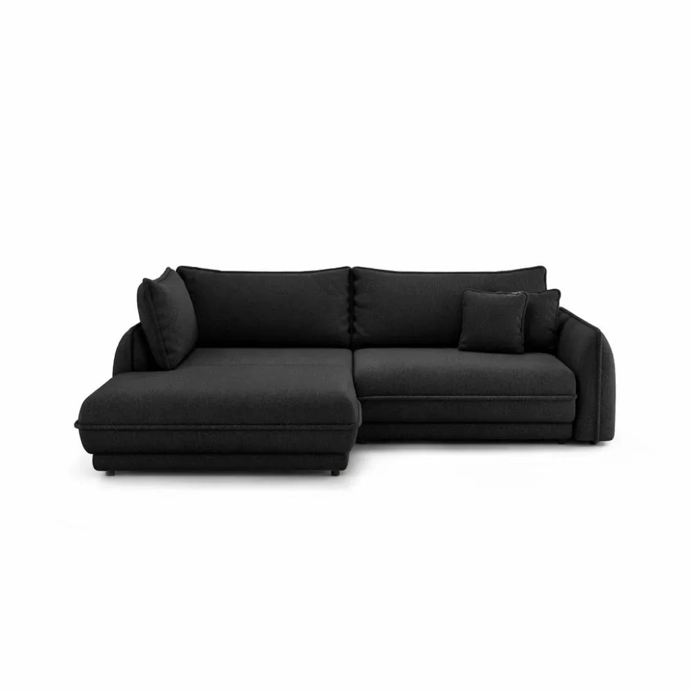 Coltar extensibil din catifea negru Ella II L280x190cm