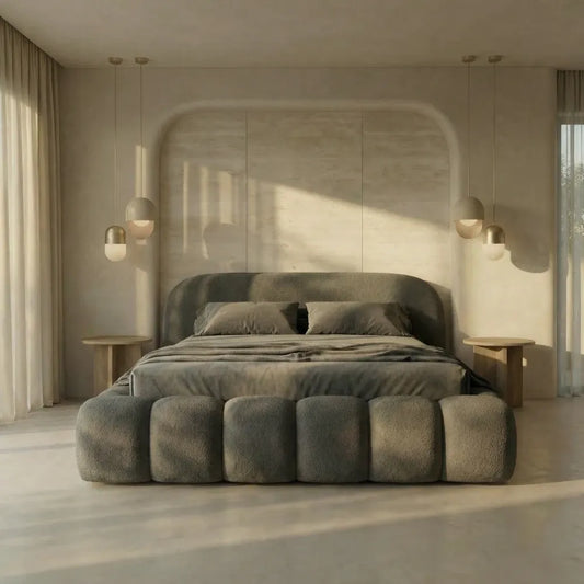 Pat tapitat cu material boucle Gri 160 x 200 Orlando slim