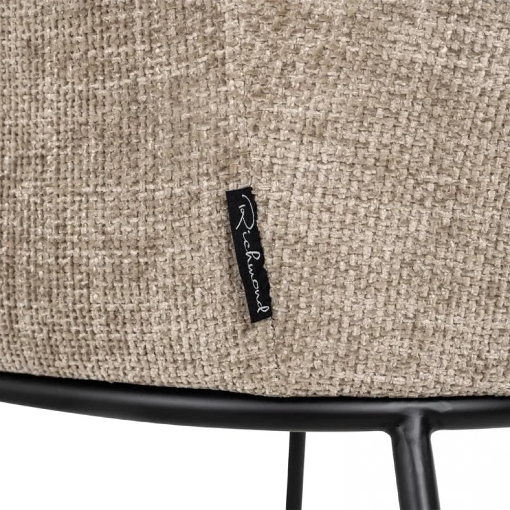 Scaun tapitat cu Stofa Bej cu picioare din Metal Negru H84xL55xA61cm Bella Richmond Interiors