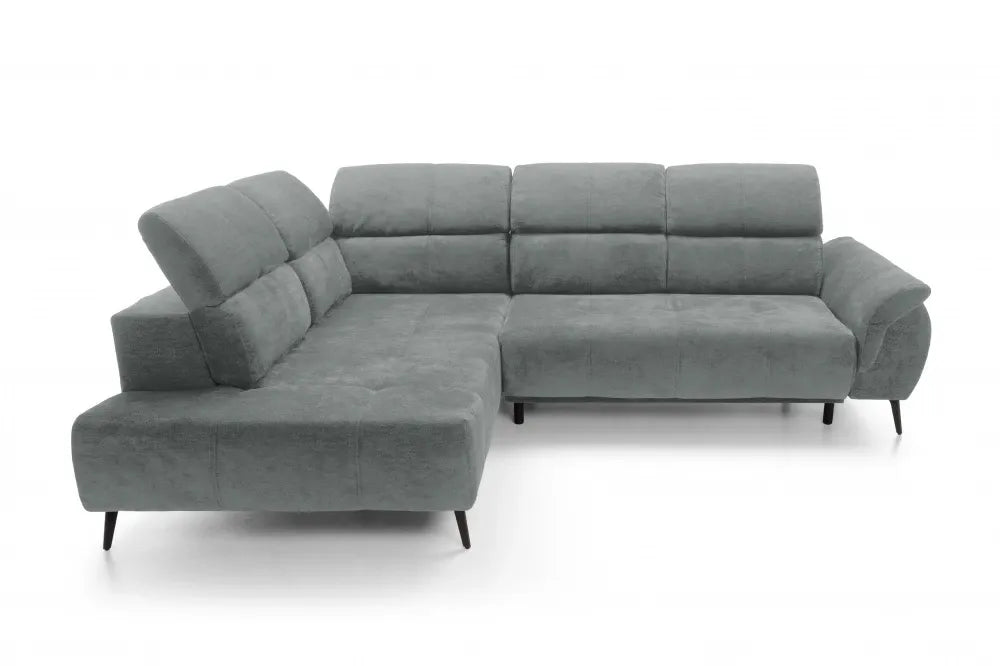 Coltar extensibil electric tapitat cu Chenille Gri Inchis cu lada depozitare Genova II