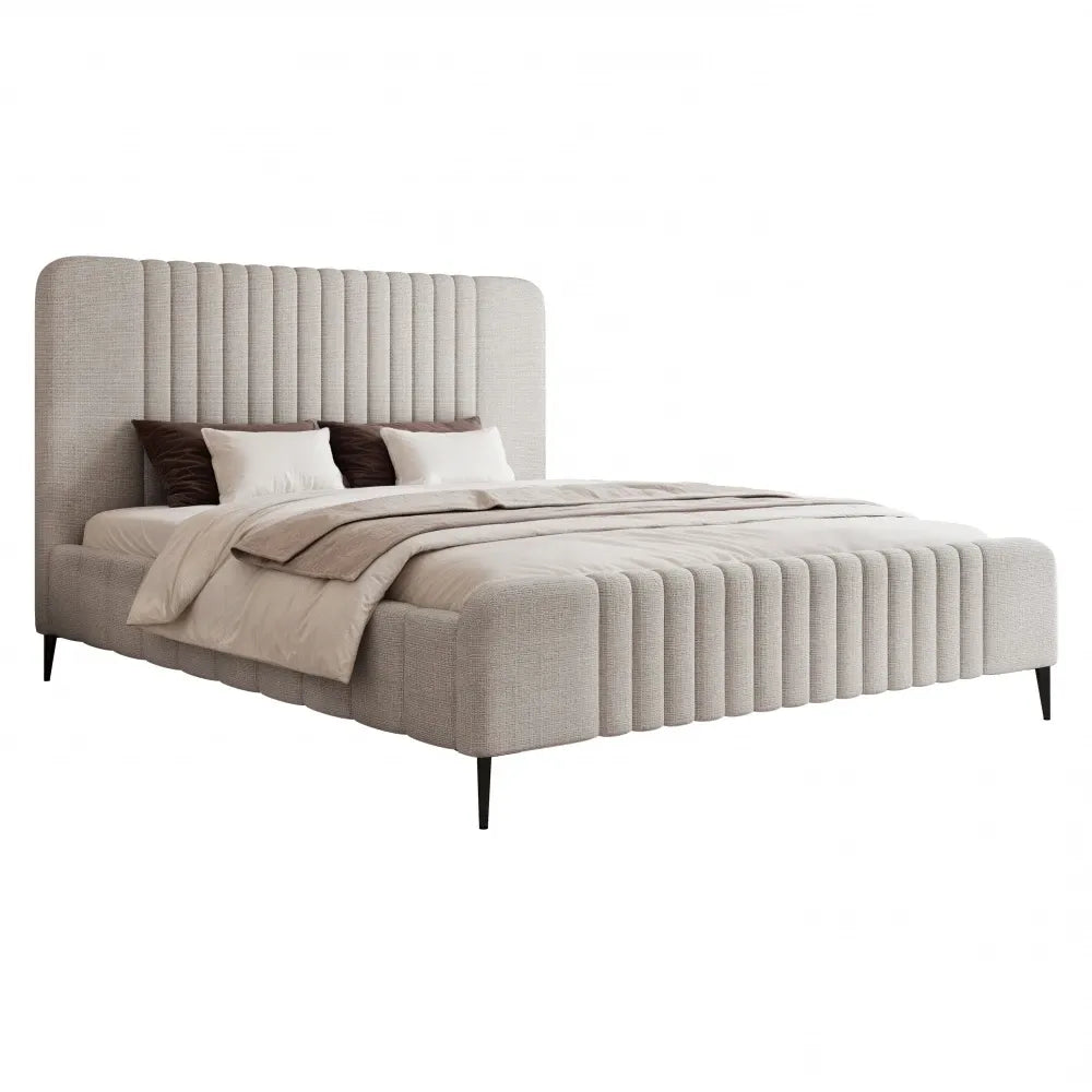 Pat 180 x 200 tapitat cu Chenille Cremona Gri deschis Sora