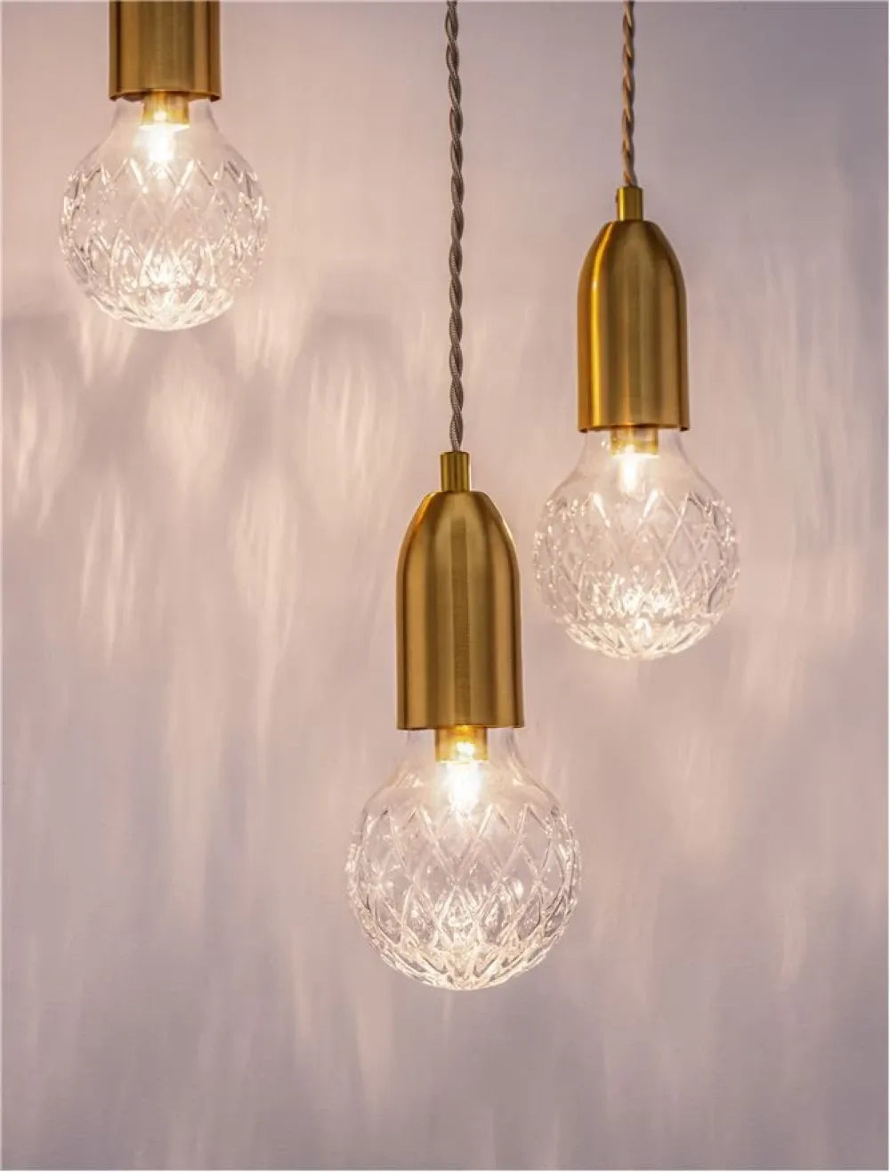 Lustra structura din Metal Alama si abajur din Sticla Transparent H150xL30cm IP20 VEDA