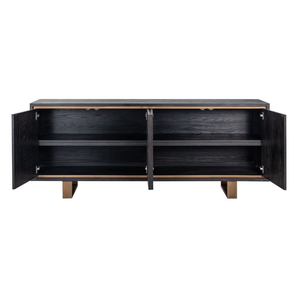 Comoda din Lemn masiv de stejar si Metal Negru/Auriu L200xH81cm Hunter Richmond Interiors