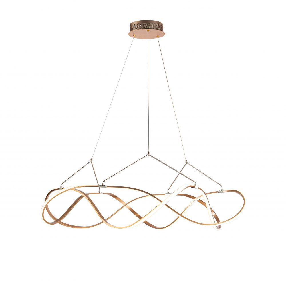 Lustra rotunda cu inaltime reglabila din Aluminiu Auriu cu LED D110xH130cm Molly