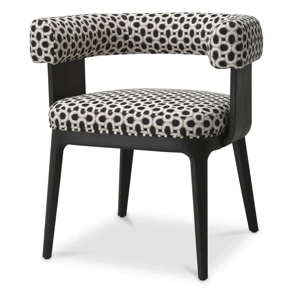 Scaun tapitat cu Stofa Alb/Negru L69xA56xH73cm Dubois Eichholtz