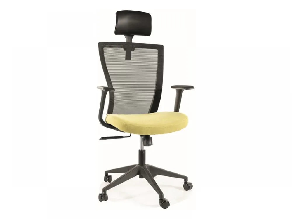 Scaun de birou cu inaltime reglabila tapitat cu Stofa/plasa Verde cu picioare din Plastic Negru H117-136xL62xA48cm Q-328H