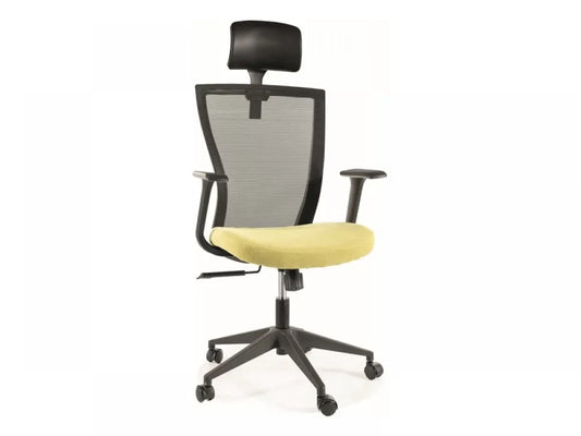 Scaun de birou cu inaltime reglabila tapitat cu Stofa/plasa Verde cu picioare din Plastic Negru H117-136xL62xA48cm Q-328H