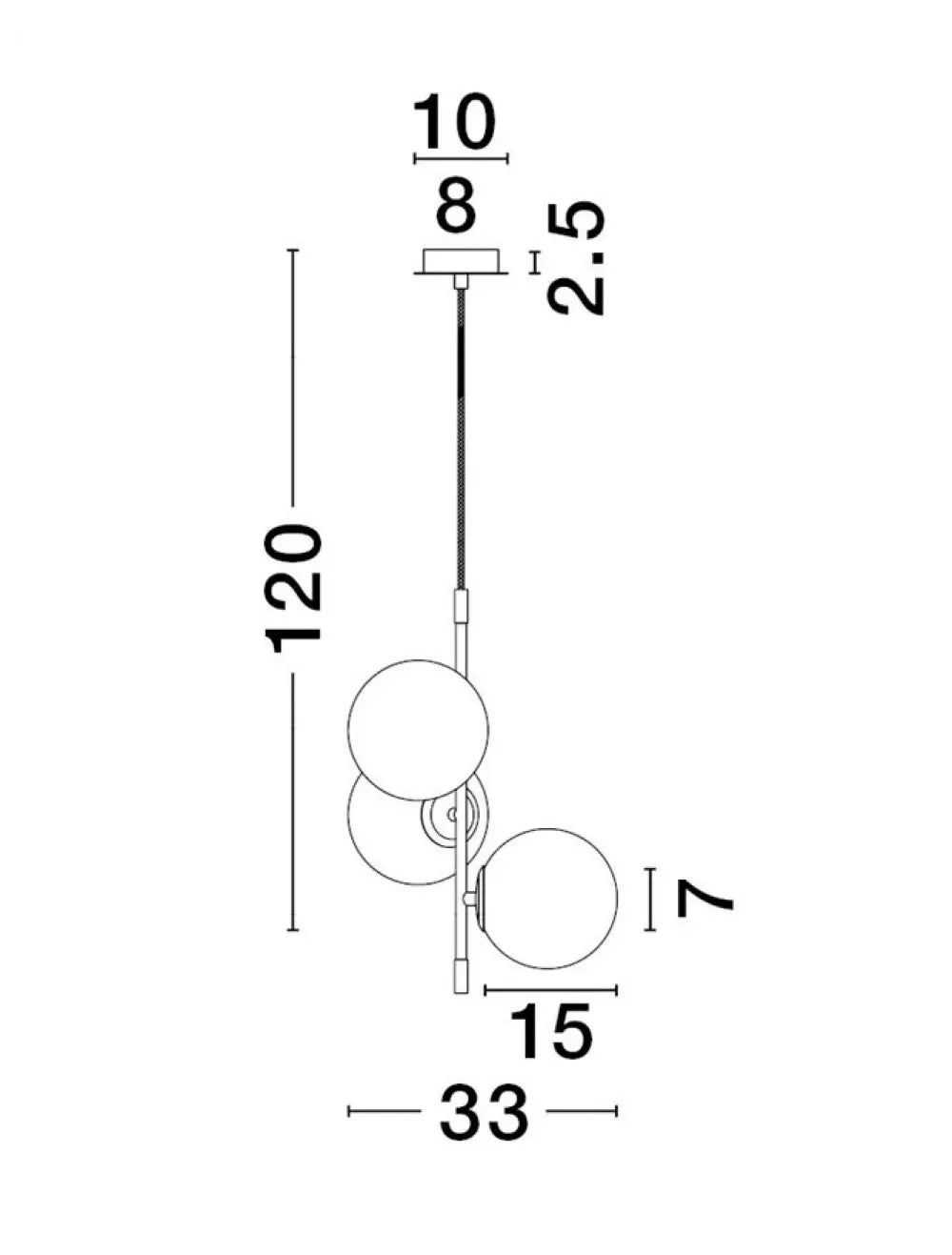 Lustra structura din Metal Negru/Auriu si abajur din Sticla Alb H120xL15cm IP20 GIT