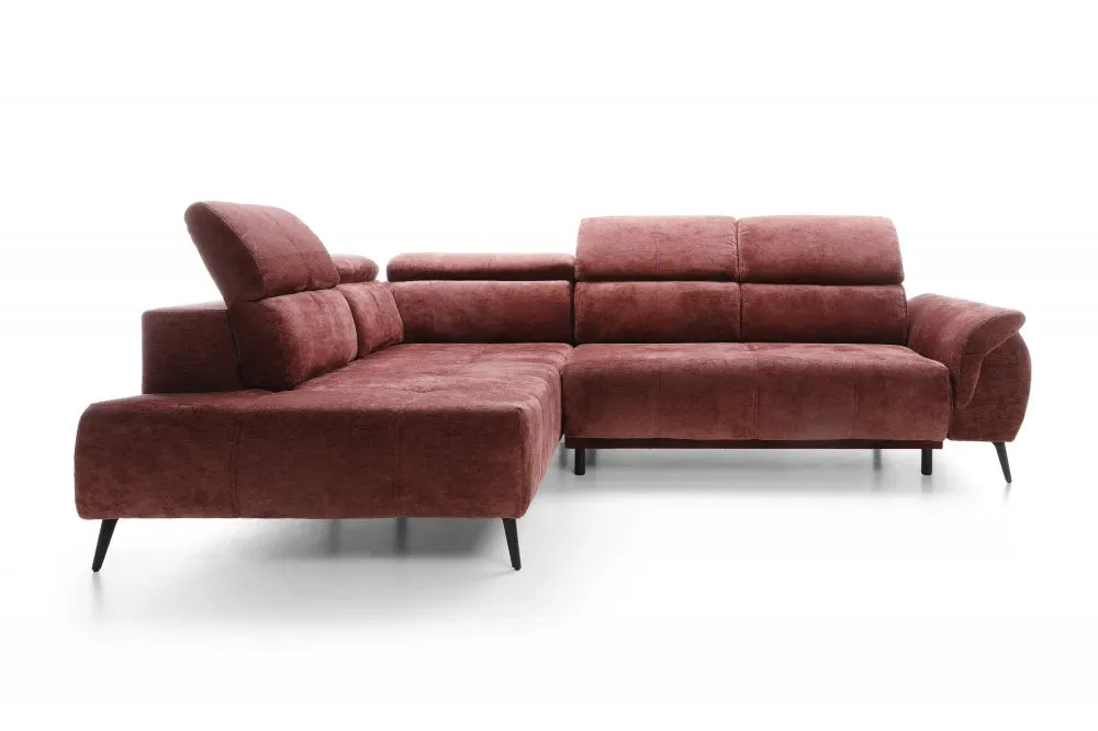 Coltar extensibil electric tapitat cu Chenille Aphrodite Rosu cu lada depozitare Genova II