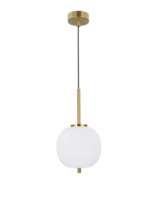 Pendul structura din Metal Auriu si abajur din Sticla Alb H120xL18.5cm IP20 LATO