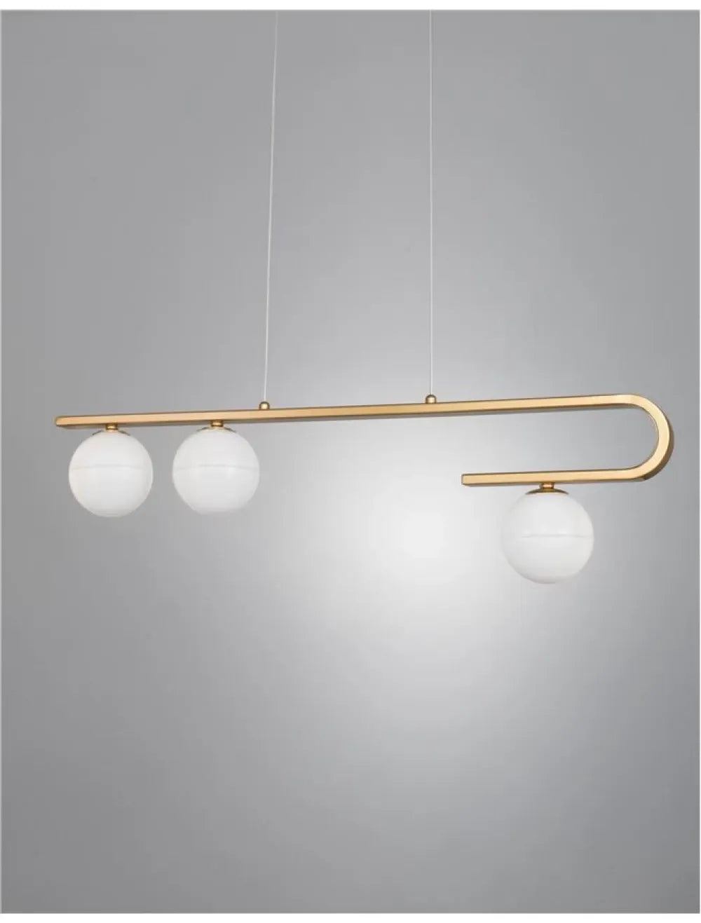 Lustra structura din Metal Auriu si abajur din Sticla Alb H180xL80cm IP20 CANTONA
