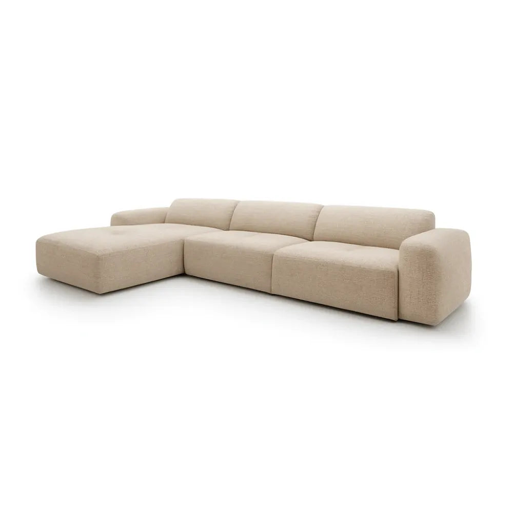 Coltar Loran fix in forma de L din catifea Vogue bej L364×180×H65 cm