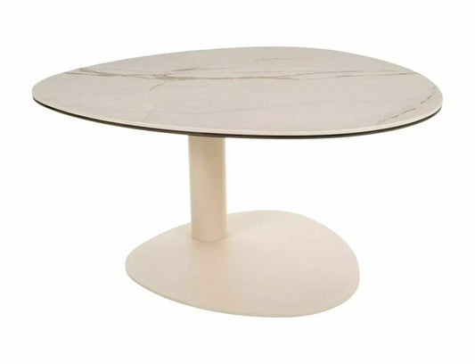 Masuta de cafea din Metal Bej si Sticla securizata+Ceramica Bej mat L74xH38cm Ciao A