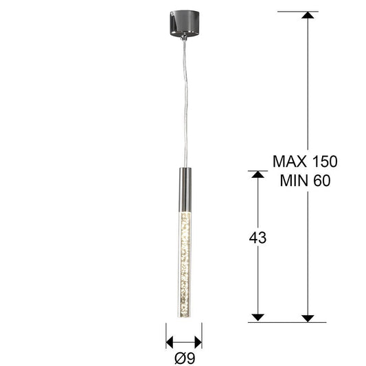 Pendul cu inaltime reglabila din Sticla Transparent cu LED  D9xH150cm Cosmo