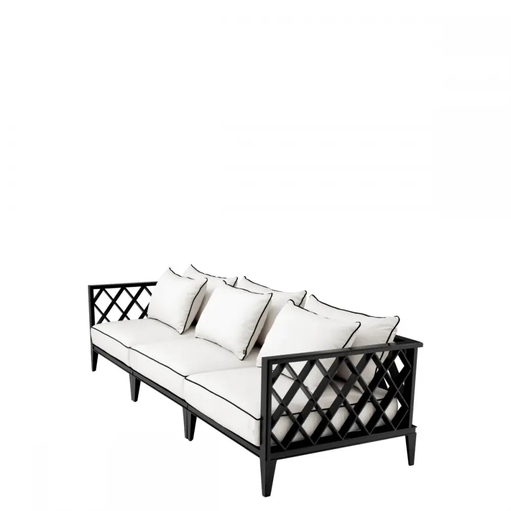 Canapea de exterior din Metal Negru si Stofa Alb H69xL275.5cm Ocean Club Eichholtz